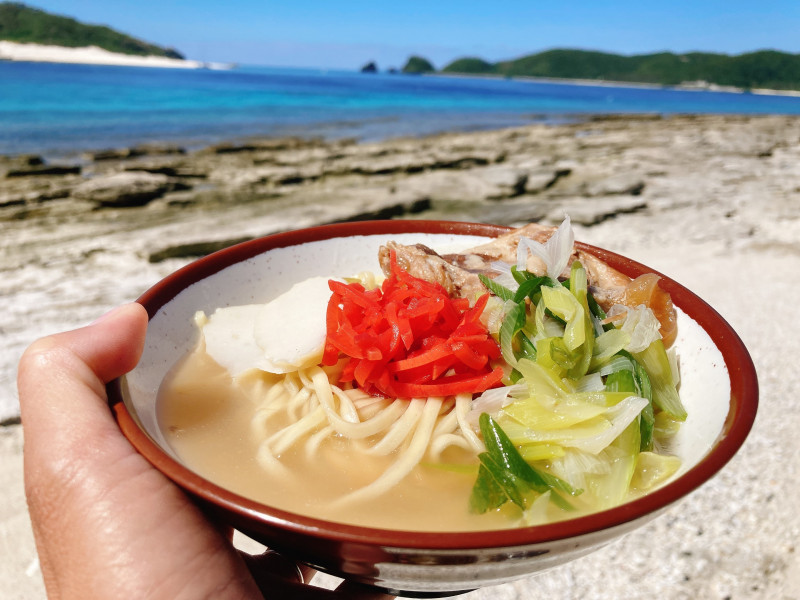 1DAYツアーのランチ　ビーチでつくる沖縄そば♪