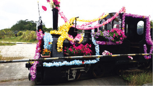 軽便鉄道花列車が走る